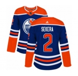 Women Adidas Edmonton Oilers #2 Andrej Sekera Authentic Royal Blue Alternate NHL Jersey