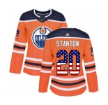 Women Adidas Edmonton Oilers #20 Ryan Stanton Authentic Orange USA Flag Fashion NHL Jersey