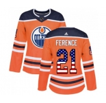 Women Adidas Edmonton Oilers #21 Andrew Ference Authentic Orange USA Flag Fashion NHL Jersey