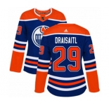 Women Adidas Edmonton Oilers #29 Leon Draisaitl Authentic Royal Blue Alternate NHL Jersey