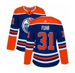 Women Adidas Edmonton Oilers #31 Grant Fuhr Authentic Royal Blue Alternate NHL Jersey
