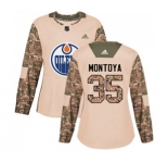 Women Adidas Edmonton Oilers #35 Al Montoya Authentic Camo Veterans Day Practice NHL Jersey