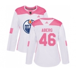Women Adidas Edmonton Oilers #46 Pontus Aberg Authentic White Pink Fashion NHL Jersey