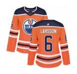 Women Adidas Edmonton Oilers #6 Adam Larsson Authentic Orange Home NHL Jersey