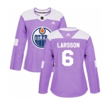 Women Adidas Edmonton Oilers #6 Adam Larsson Authentic Purple Fights Cancer Practice NHL Jersey