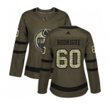 Women Adidas Edmonton Oilers #60 Olivier Rodrigue Authentic Green Salute to Service NHL Jersey