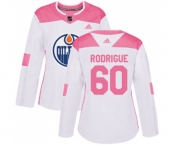 Women Adidas Edmonton Oilers #60 Olivier Rodrigue Authentic White Pink Fashion NHL Jersey