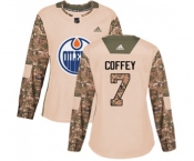 Women Adidas Edmonton Oilers #7 Paul Coffey Authentic Camo Veterans Day Practice NHL Jersey