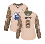 Women Adidas Edmonton Oilers #8 Ty Rattie Authentic Camo Veterans Day Practice NHL Jersey