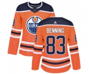 Women Adidas Edmonton Oilers #83 Matt Benning Authentic Orange Home NHL Jersey