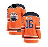 Women Edmonton Oilers #16 Jujhar Khaira Fanatics Branded Orange Home Breakaway NHL Jersey