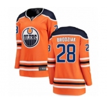 Women Edmonton Oilers #28 Kyle Brodziak Authentic Orange Home Fanatics Branded Breakaway NHL Jersey