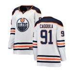 Women Edmonton Oilers #91 Drake Caggiula Authentic White Away Fanatics Branded Breakaway NHL Jersey