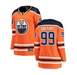 Women Edmonton Oilers #99 Wayne Gretzky Fanatics Branded Orange Home Breakaway NHL Jersey