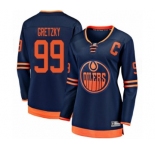 Women's Edmonton Oilers #99 Wayne Gretzky Authentic Navy Blue Alternate Fanatics Branded Breakaway Hockey Jersey