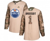 Youth Adidas Edmonton Oilers #1 Laurent Brossoit Authentic Camo Veterans Day Practice NHL Jersey