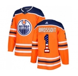 Youth Adidas Edmonton Oilers #1 Laurent Brossoit Authentic Orange USA Flag Fashion NHL Jersey