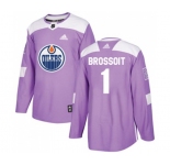 Youth Adidas Edmonton Oilers #1 Laurent Brossoit Authentic Purple Fights Cancer Practice NHL Jersey
