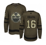 Youth Adidas Edmonton Oilers #16 Jujhar Khaira Authentic Green Salute to Service NHL Jersey