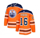 Youth Adidas Edmonton Oilers #16 Jujhar Khaira Authentic Orange Home NHL Jersey