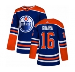 Youth Adidas Edmonton Oilers #16 Jujhar Khaira Authentic Royal Blue Alternate NHL Jersey
