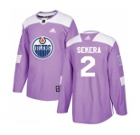 Youth Adidas Edmonton Oilers #2 Andrej Sekera Authentic Purple Fights Cancer Practice NHL Jersey