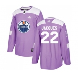 Youth Adidas Edmonton Oilers #22 Jean-Francois Jacques Authentic Purple Fights Cancer Practice NHL Jersey