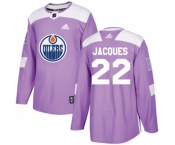 Youth Adidas Edmonton Oilers #22 Jean-Francois Jacques Authentic Purple Fights Cancer Practice NHL Jersey