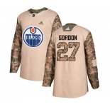Youth Adidas Edmonton Oilers #27 Boyd Gordon Authentic Camo Veterans Day Practice NHL Jersey