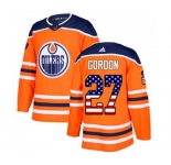 Youth Adidas Edmonton Oilers #27 Boyd Gordon Authentic Orange USA Flag Fashion NHL Jersey
