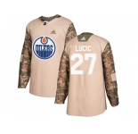 Youth Adidas Edmonton Oilers #27 Milan Lucic Camo Authentic 2017 Veterans Day Stitched NHL Jersey