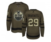 Youth Adidas Edmonton Oilers #29 Leon Draisaitl Green Salute to Service Stitched NHL Jersey