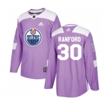Youth Adidas Edmonton Oilers #30 Bill Ranford Authentic Purple Fights Cancer Practice NHL Jersey