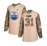 Youth Adidas Edmonton Oilers #31 Grant Fuhr Authentic Camo Veterans Day Practice NHL Jersey