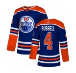 Youth Adidas Edmonton Oilers #4 Kris Russell Authentic Royal Blue Alternate NHL Jersey