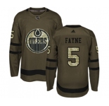 Youth Adidas Edmonton Oilers #5 Mark Fayne Authentic Green Salute to Service NHL Jersey