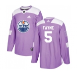 Youth Adidas Edmonton Oilers #5 Mark Fayne Authentic Purple Fights Cancer Practice NHL Jersey
