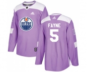 Youth Adidas Edmonton Oilers #5 Mark Fayne Authentic Purple Fights Cancer Practice NHL Jersey