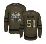 Youth Adidas Edmonton Oilers #51 Brian Ferlin Authentic Green Salute to Service NHL Jersey