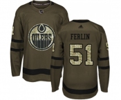 Youth Adidas Edmonton Oilers #51 Brian Ferlin Authentic Green Salute to Service NHL Jersey