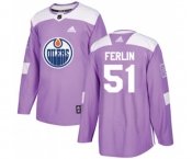 Youth Adidas Edmonton Oilers #51 Brian Ferlin Authentic Purple Fights Cancer Practice NHL Jersey