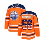 Youth Adidas Edmonton Oilers #56 Kailer Yamamoto Authentic Orange USA Flag Fashion NHL Jersey