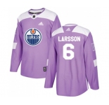 Youth Adidas Edmonton Oilers #6 Adam Larsson Authentic Purple Fights Cancer Practice NHL Jersey