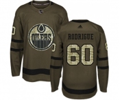 Youth Adidas Edmonton Oilers #60 Olivier Rodrigue Authentic Green Salute to Service NHL Jersey