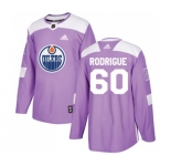 Youth Adidas Edmonton Oilers #60 Olivier Rodrigue Authentic Purple Fights Cancer Practice NHL Jersey