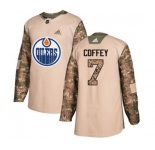 Youth Adidas Edmonton Oilers #7 Paul Coffey Authentic Camo Veterans Day Practice NHL Jersey