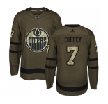Youth Adidas Edmonton Oilers #7 Paul Coffey Authentic Green Salute to Service NHL Jersey