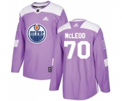 Youth Adidas Edmonton Oilers #70 Ryan McLeod Authentic Purple Fights Cancer Practice NHL Jersey
