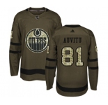 Youth Adidas Edmonton Oilers #81 Yohann Auvitu Authentic Green Salute to Service NHL Jersey