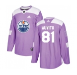 Youth Adidas Edmonton Oilers #81 Yohann Auvitu Authentic Purple Fights Cancer Practice NHL Jersey